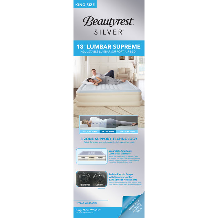Beautyrest Lumbar Supreme Inflatable Air Mattress, TriZone Lumbar